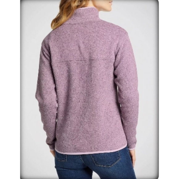 Eddie Bauer Women's Pink Heathered Fleece Snap Front Pullover Sweater, Sz Large - Picture 9 of 13